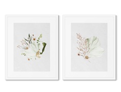 Набор из 2-х репродукций картин в раме floral set in pale shades, no3 (картины в квартиру) мультиколор 42x52 см.