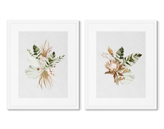 Набор из 2-х репродукций картин в раме floral set in pale shades, no5 (картины в квартиру) мультиколор 42x52 см.