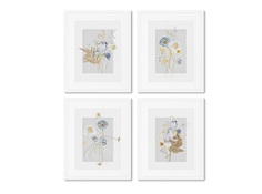 Набор из 4-х репродукций картин в раме floral set in pale shades, no6 (картины в квартиру) мультиколор 42x52 см.