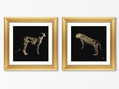 Набор из 2-х репродукций картин в раме the golden cats (картины в квартиру) черный 60x60 см.