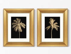 Набор из 2-х репродукций картин в раме golden palms (картины в квартиру) черный 40x50 см.