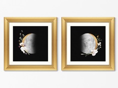Набор из 2-х репродукций картин в раме lunar composition, no3 (картины в квартиру) черный 60x60 см.