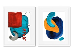 Набор из 2-х репродукций картин в раме forms and colors, composition no7 (картины в квартиру) мультиколор 42x52 см.