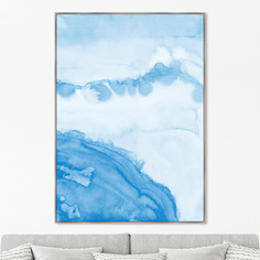 Репродукция картины на холсте at the edge of the waterfall (картины в квартиру) голубой 105x145 см.