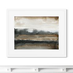 Репродукция картины в раме fields, late autumn (картины в квартиру) коричневый 52x42 см.