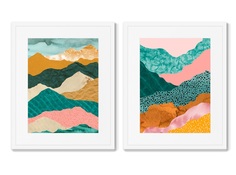 Набор из 2-х репродукций картин в раме layered mountains no2 (картины в квартиру) мультиколор 42x52 см.
