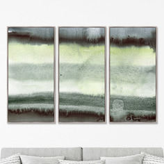 Репродукция картины на холсте из 3-х частей rolling waves over the black sand (картины в квартиру) мультиколор 157x105 см.