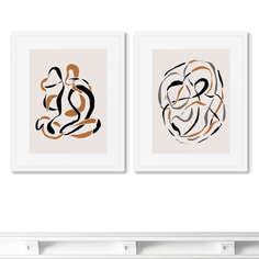 Набор из 2-х репродукций картин в раме calligraphic love (картины в квартиру) бежевый 42x52 см.