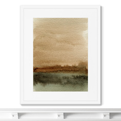 Репродукция картины в раме late autumn landscape (картины в квартиру) коричневый 42x52 см.