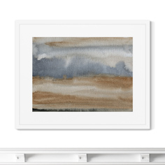 Репродукция картины в раме field and forest in late autumn (картины в квартиру) коричневый 52x42 см.