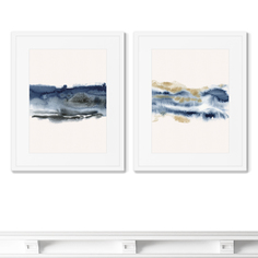Набор из 2-х репродукций картин в раме seashore composition (картины в квартиру) синий 42x52 см.