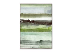 Репродукция картины на холсте two lonely boats (картины в квартиру) зеленый 75x105 см.