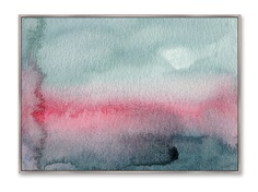 Репродукция картины на холсте sunset on the river (картины в квартиру) розовый 105x75 см.
