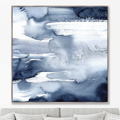 Репродукция картины на холсте clouds over the river (картины в квартиру) синий 105x105 см.