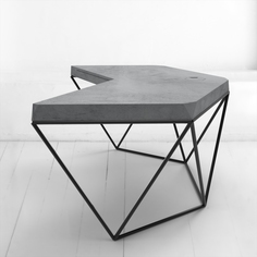 Рабочий стол гексагон из микроцемента в темно-сером цвете (archpole) серый 132x74x114 см.