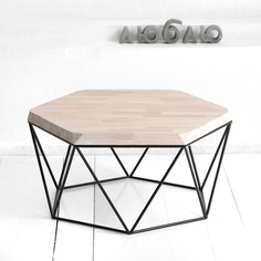 Журнальный стол гексагон из дуба в белом цвете (archpole) белый 76x37x66 см.