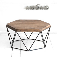 Журнальный стол гексагон из дуба в коричневом цвете (archpole) коричневый 76x37x66 см.