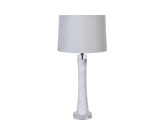 Лампа настольная из мрамора с белым абажуром (garda decor) белый 76 см.