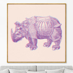 Репродукция картины на холсте rhino rebirth, 2022г. (картины в квартиру) синий 105x105 см.