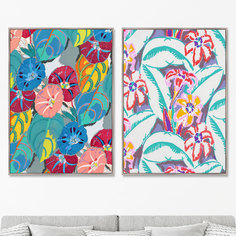 Набор из 2-х репродукций картин на холсте colorful vintage art deco pattern, variations 15 and 18, 1928г. (картины в квартиру) мультиколор 75x105 см.