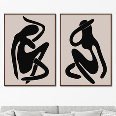 Набор из 2-х репродукций картин на холсте sensual vibrations, no 1, 2019г. (картины в квартиру) черный 75x105 см.