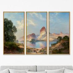 Репродукция картины на холсте из 3-х частей green river, wyoming, 1911г. (картины в квартиру) мультиколор 157x105 см.