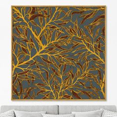 Репродукция картины на холсте symphony of leaves, no 6, 2020г. (картины в квартиру) золотой 105x105 см.