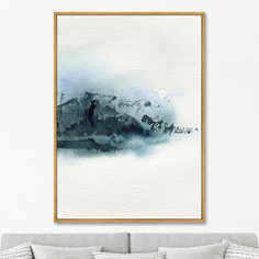 Репродукция картины на холсте lonely mountain in a snowstorm, 2021г. (картины в квартиру) синий 75x105 см.