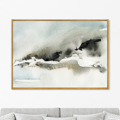 Репродукция картины на холсте melody of mountains, 2021г. (картины в квартиру) серый 105x75 см.