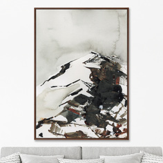 Репродукция картины на холсте snow mountain peak, 2021г. (картины в квартиру) серый 75x105 см.