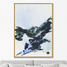 Репродукция картины на холсте above the mountain peaks, 2021г. (картины в квартиру) синий 75x105 см.