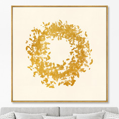 Репродукция картины на холсте autumn leaf fall, in a gold, 2021г. (картины в квартиру) золотой 105x105 см.