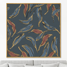 Репродукция картины на холсте symphony of leaves, no 7, 2020г. (картины в квартиру) синий 105x105 см.