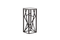 Высокий столик из мрамора (garda decor) белый 30x75x30 см.