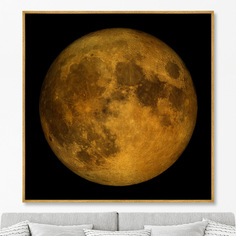 Репродукция картины на холсте full lunar, on a black (картины в квартиру) золотой 105x105 см.