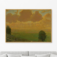 Репродукция картины на холсте sunburst over sackingen, 1910г. (картины в квартиру) коричневый 105x75 см.