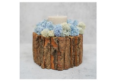 Декоративная свеча с голубым мхом (wowbotanica) коричневый 18x20x18 см.