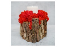 Декоративная свеча с красным мхом (wowbotanica) коричневый 16x16x19 см.
