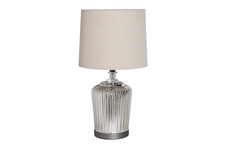 Лампа настольная серебристая (кремовый абажур) (garda decor) бежевый 30x64 см.