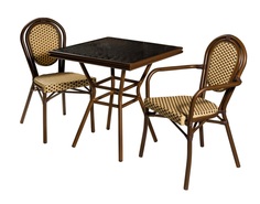 Стол патонг glass rattan (r-home) коричневый 70x73x70 см.