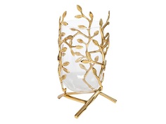 Ваза стеклянная с декором золотые ветви (garda decor) прозрачный 19x30x19 см.
