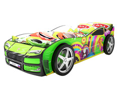 Кровать-машина карлсон турбо (с объемными колесами) (magic cars) зеленый 85x48x178 см.