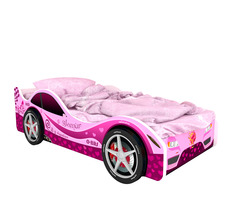 Кровать-машина карлсон париж (с объемными колесами) (magic cars) розовый 85x50x170 см.