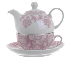 Чайник с чашкой и блюдцем dominique (to4rooms) розовый 17.0x20.0x18.0 см.