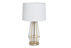 Лампа настольная металлическая золотая (белый абажур) (garda decor) белый 35x72 см.