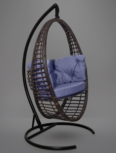 Подвесное кресло-кокон derbent темно-коричневое с синей подушкой (лаура) коричневый 97x140x45 см. Laura