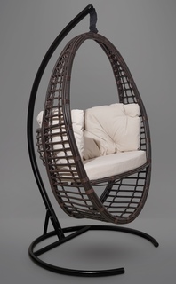 Подвесное кресло-кокон derbent коричневое с бежевой подушкой (лаура) коричневый 97x140x45 см. Laura
