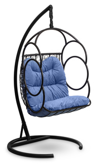 Подвесное кресло-кокон senatore черное с синей подушкой (лаура) черный 195x110 см. Laura