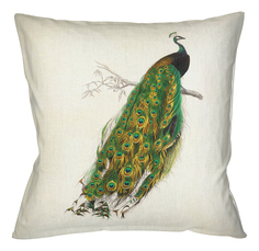 Интерьерная подушка «величественно окрашенный портрет павлина» (object desire) зеленый 45x45x12 см.