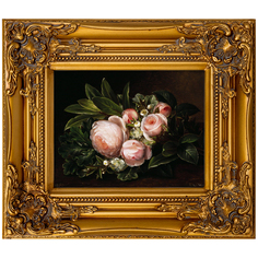 Репродукция картины «цветы на темном фоне» (object desire) розовый 34x40x5 см.